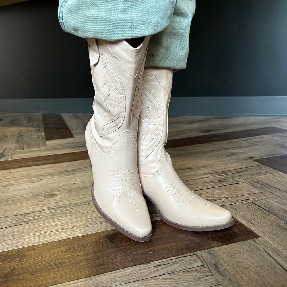 Beige Cowboy Boots